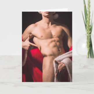 Carte Hot Guy Poses Sexy Shirless Père Noël Outfit Chris