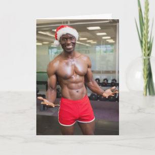 Carte Hot Guy Santa Hat Red Shorts Noël sans pitié