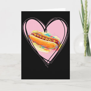 Carte Hotdog Est Ma Saint-Valentin J'Aime Hot-dog Je Cœu