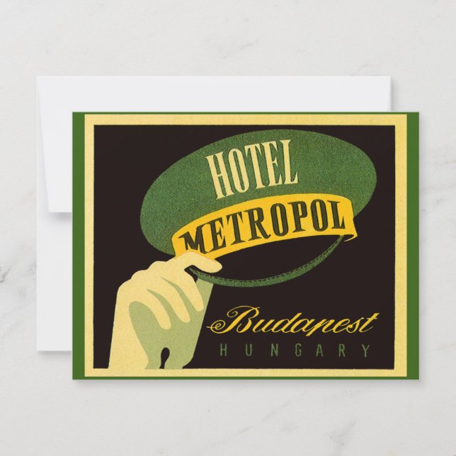 Carte Hotel Metropol Budapest Hongrie Bellhop Casquette (Devant)
