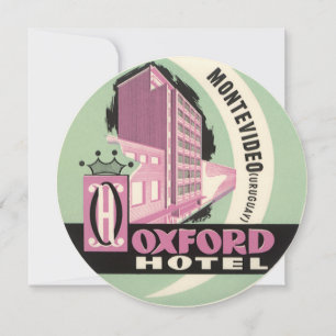 Carte Hôtel Oxford, Montevideo, Uruguay, Voyage Ancien