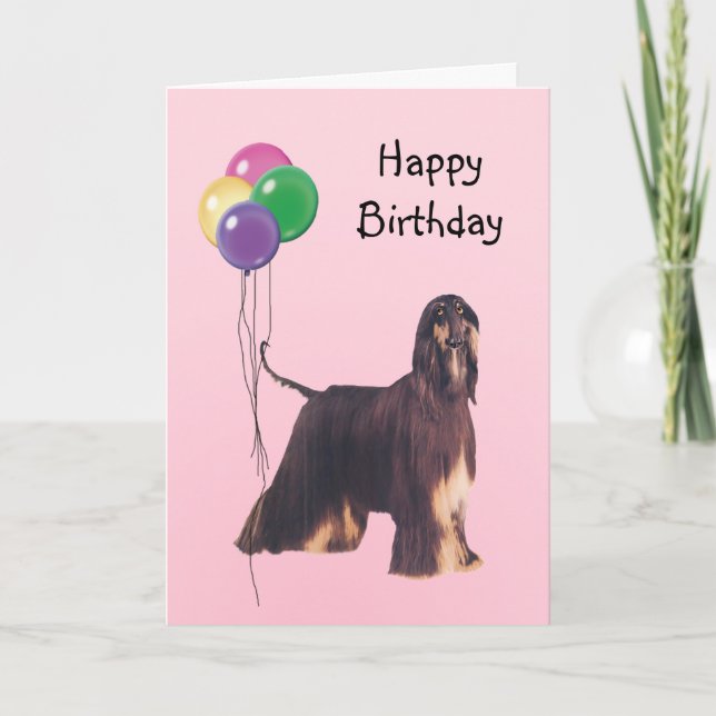 Carte Hound Afghan, Ballons d'anniversaire (Devant)