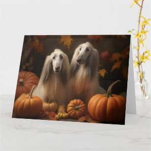 Carte hound afghan Chiot Automne Citrouille de plaisir
