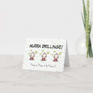 Carte Hourra triplés, félicitations pour la naissance, a