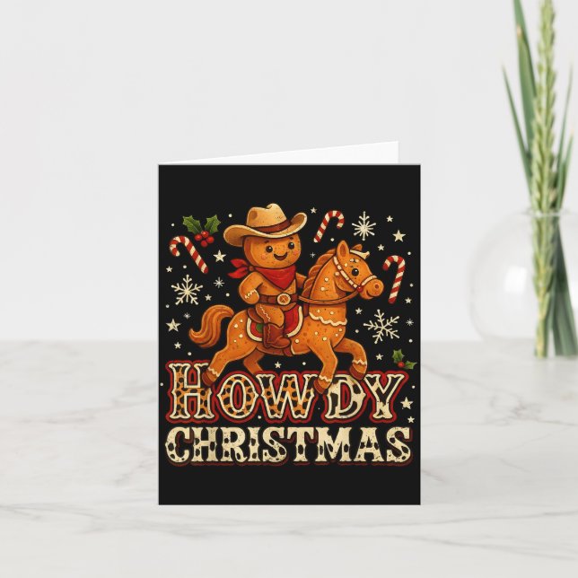 Carte Howdy Christmas Cowboy Gingerbread Design  (Devant)