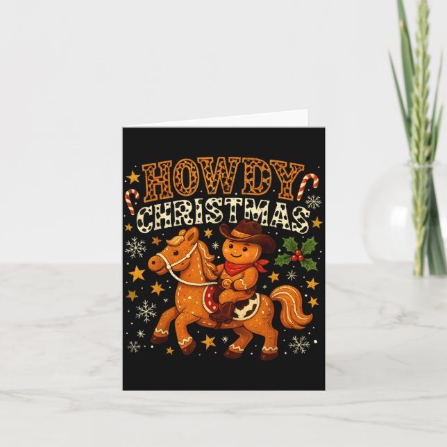 Carte Howdy Christmas Cowboy Gingerbread Design  (Devant)