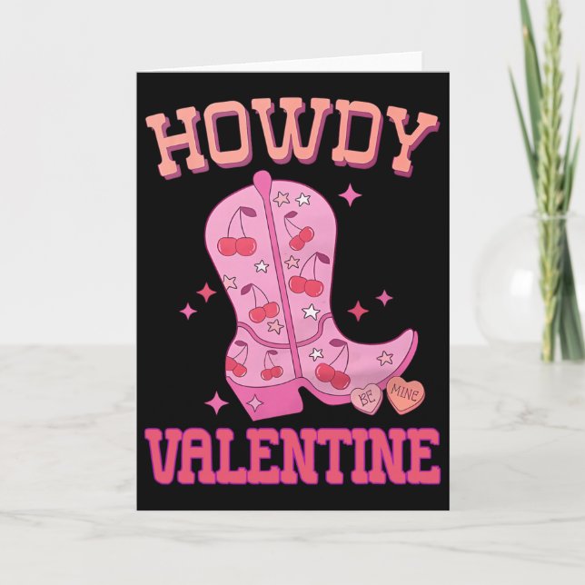 Carte Howdy Valentine Disco Boots Coquette Bow Groovy We (Devant)