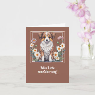 Carte Hübscher Collie umringt von Blumen - 