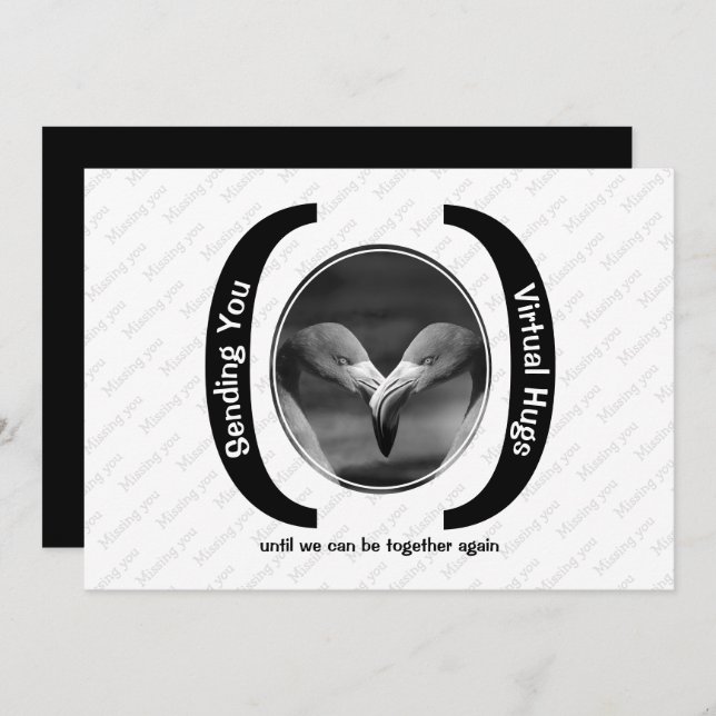 Carte HUGS VIRTUELS Custom MONO Photo Missing You card (Devant / Derrière)