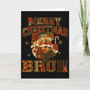 Carte Hugvyn Christmas Santa Claus Patchwork Joyeux Chri