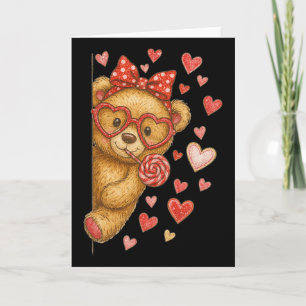 Carte Hugvyn Ourson Mignon Saint-Valentin Coquette Arc C