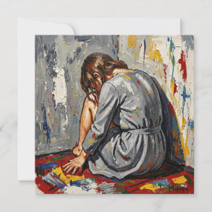 Carte Huile d'impasto d'une femme triste, malade déprimé