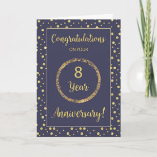 Carte Huit ans d'activité anniversaire Marine et Gold Lo