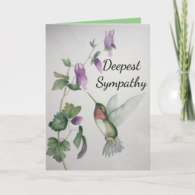 Carte Hummingbird Garden Sympathie profonde Aquarelle (Devant)