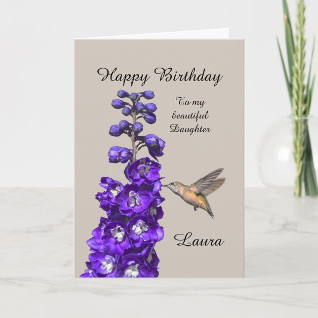 Carte Hummingbird Joyeuse fille d'anniversaire, Laura (Devant)