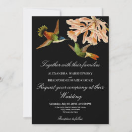 Carte Hummingbird Lily Aquarelle noir blanc Mariage