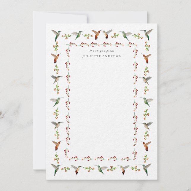 Carte Hummingbird Thank You Note (Devant)