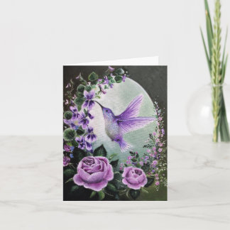 Carte Hummingbird with roses greeting card