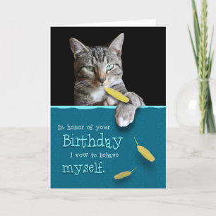 Carte Humorous Birthday Card with Naughty Cat