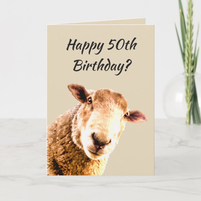 Carte Humour animal de cinquantième moutons drôles (Devant)