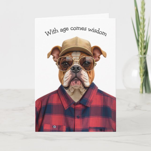 Carte Humour d'anniversaire de Bulldog (Devant)