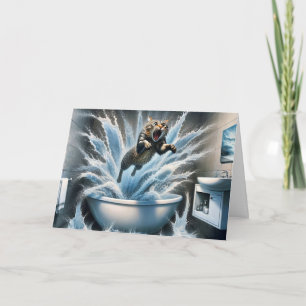 Carte Humour d'anniversaire de Chat humide