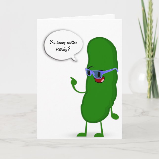 Carte humour d'anniversaire de cornichon vert (Devant)