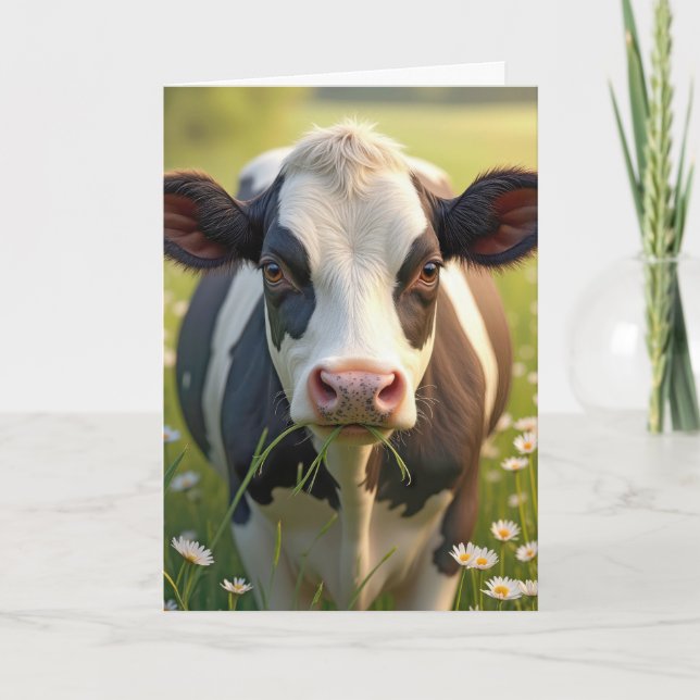 Carte Humour d'anniversaire de Holstein Cow (Devant)