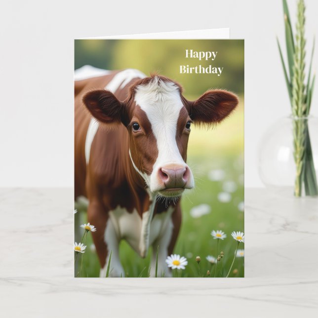 Carte Humour d'anniversaire de la vache de Guernesey (Devant)
