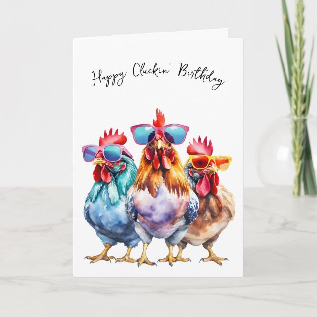 Carte Humour d'anniversaire des poulets amusants (Devant)