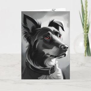 Carte Humour d'anniversaire du chien noir et d'argent