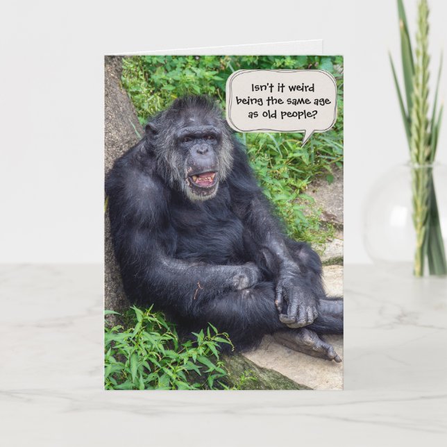 Carte Humour d'anniversaire du chimpanzé (Devant)
