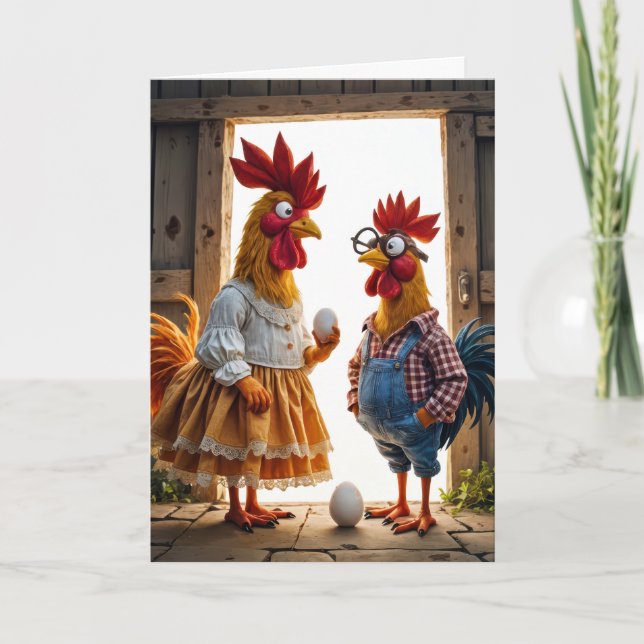 Carte Humour d'anniversaire du poulet de ferme (Devant)