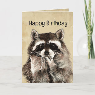 Carte Humour d'anniversaire Raccoon Amoureux des animaux