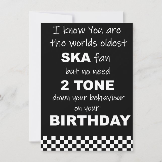 Carte humour d'anniversaire SKA (Devant)