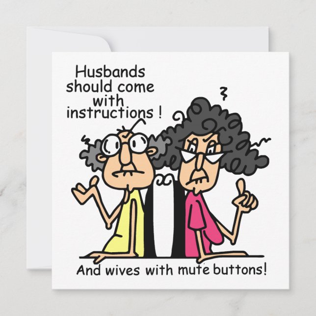 Carte Humour d'attitude des maris et des femmes (Devant)