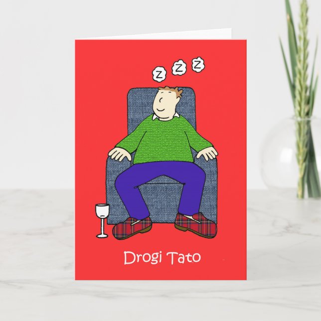 Carte Humour de dessin de Fête des pères polonais (Devant)