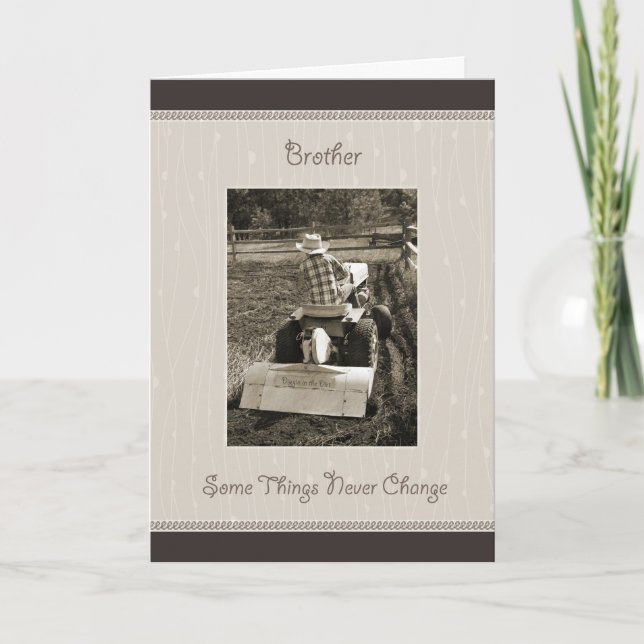 Carte Humour de garçon de ferme d'anniversaire frère (Devant)