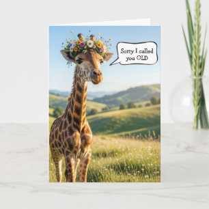 Carte Humour de girafe d'anniversaire en vieillissant