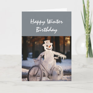 Carte Humour de joyeux anniversaire d'hiver drôle bonhom