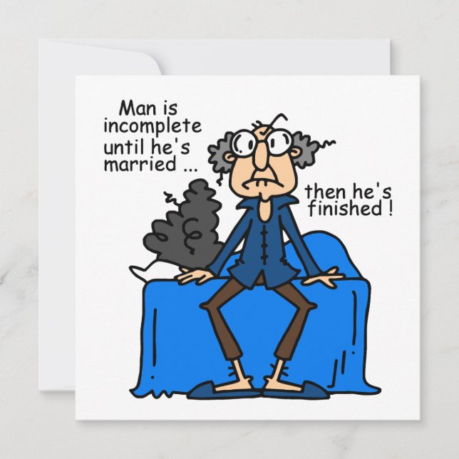 Carte Humour de mariage incomplet et terminé (Devant)