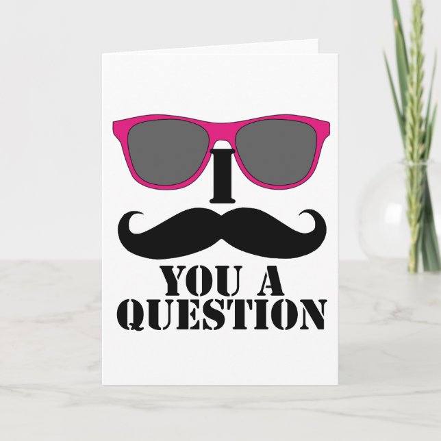 Carte Humour de moustache avec les lunettes de soleil (Devant)