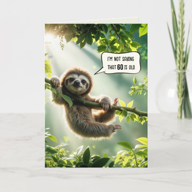 Carte Humour de paresseux pour 60e anniversaire (Devant)