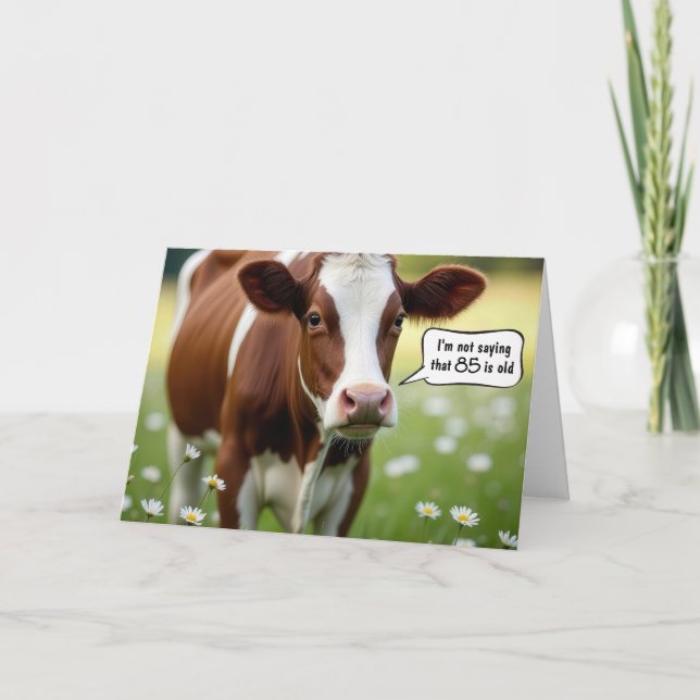 Carte Humour De Vache De Guernesey Pour 85E Anniversaire (Devant)