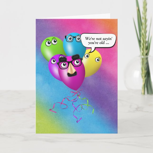Carte Humour des ballons d'anniversaire arc-en-ciel du g (Devant)