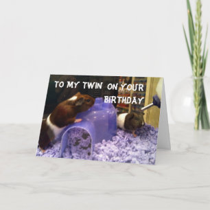 Carte Humour HAMSTER TWINS=FACILE D'ÊTRE VOTRE DOUBLE