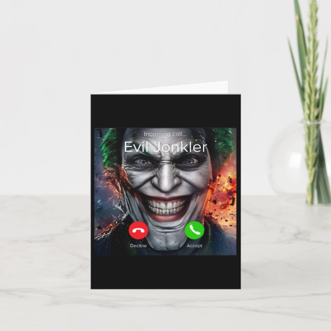 Carte Humour Horreur Appel entrant d'Evil Jonkler Bonjou (Devant)