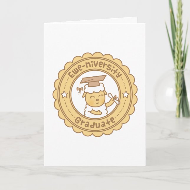 Carte Humour mignon de calembour de moutons de diplômé (Devant)