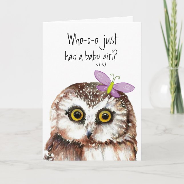 Carte Humour mignon de hibou de bébé de félicitations (Devant)