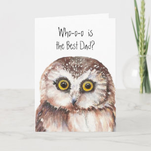Carte Humour mignon de hibou de meilleur papa fait sur